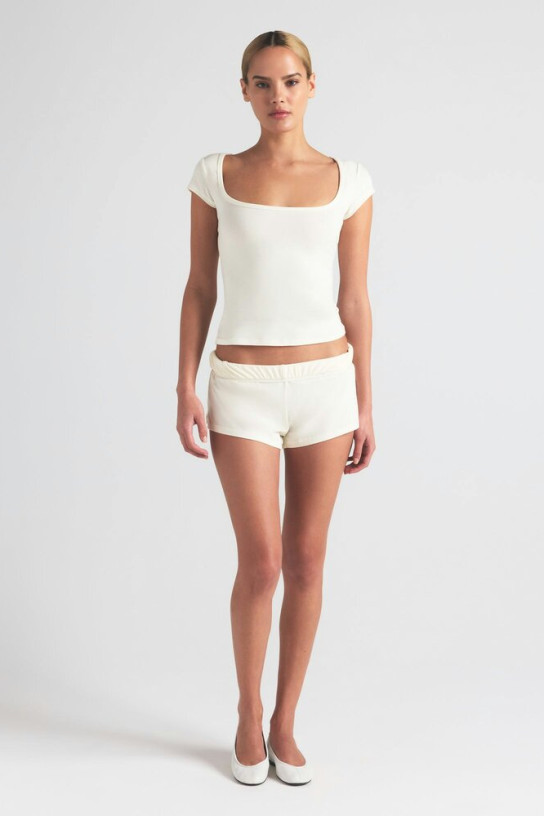 Skims Scoop Neck Cotton Blend Jersey T-Shirt