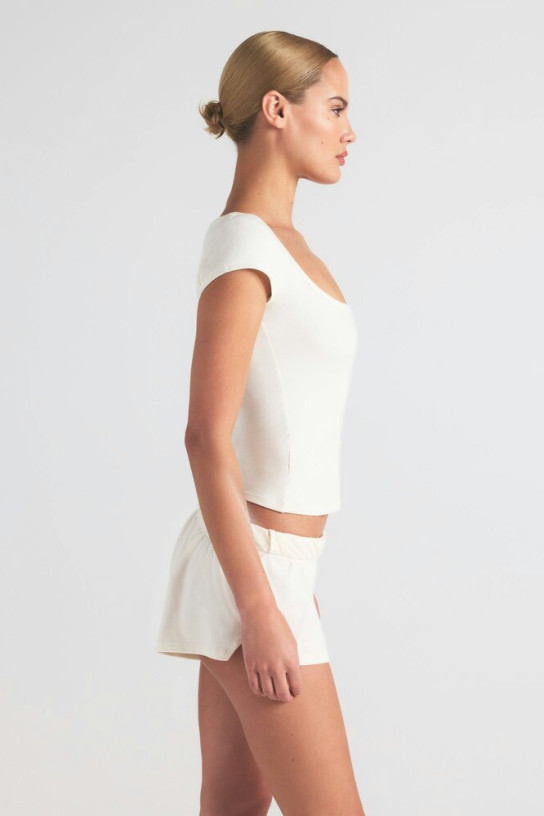 Skims Scoop Neck Cotton Blend Jersey T-Shirt